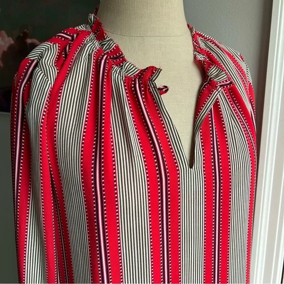 LOFT Striped Tunic Dress SP Bow Sleeves Drop Waist Coastal Preppy Chic - Picture 3 of 6